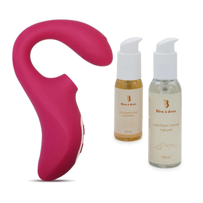 pack stimulateur clitoridien et point G + lubrifiant intime + gel clitoris